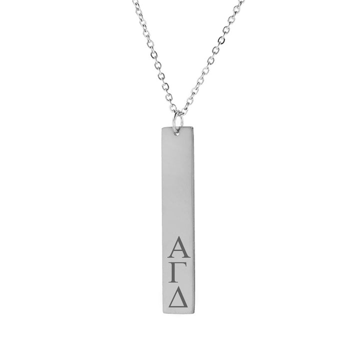 Alpha Gamma Delta Vertical Bar Necklace Stainless Steel