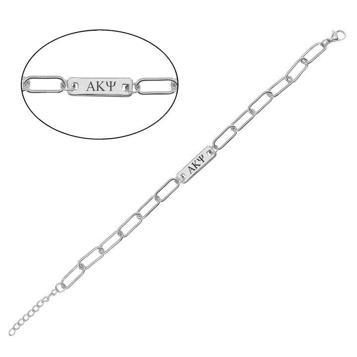 Alpha Kappa Psi Bar Paperclip Bracelet, Sorority Bar Paperclip Bracelet Stainless Steel