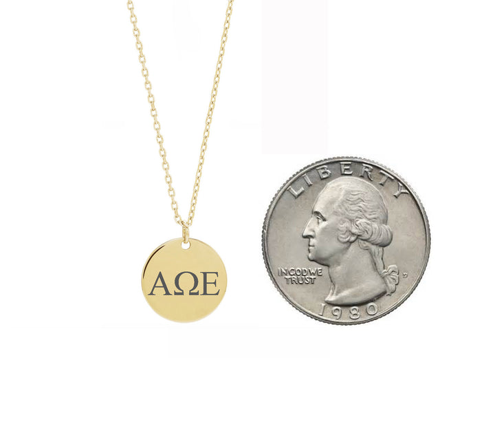 Alpha Omega Epsilon Dainty Sorority Necklace Gold Filled