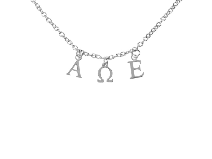 Alpha Omega Epsilon Choker Dangle Necklace Stainless Steel