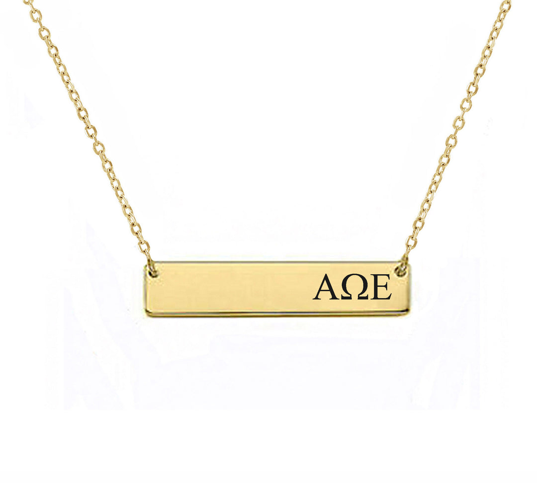 Alpha Omega Epsilon Sorority Horizontal Bar Necklace