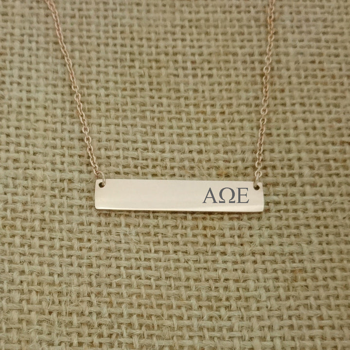 Alpha Omega Epsilon Sorority Horizontal Bar Necklace