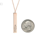 Alpha Omega Epsilon Vertical Bar Necklace Rose Gold Filled