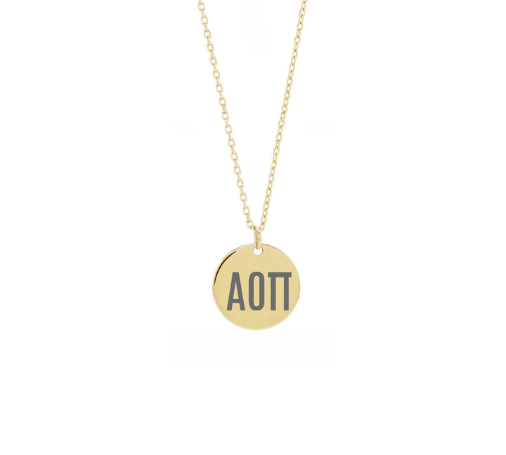 Alpha Omicron Pi Dainty Sorority Necklace Gold Filled