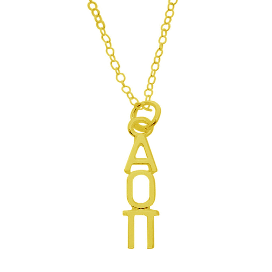 Alpha Omicron Pi Sorority Lavalier Necklace Gold Filled