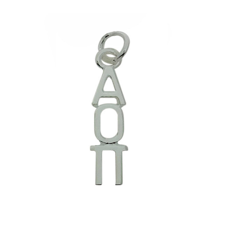 Alpha Omicron Pi Sorority Lavalier Necklace Silver Plated