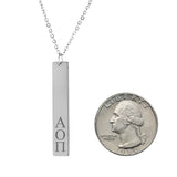 Alpha Omicron Pi Vertical Bar Necklace Stainless Steel