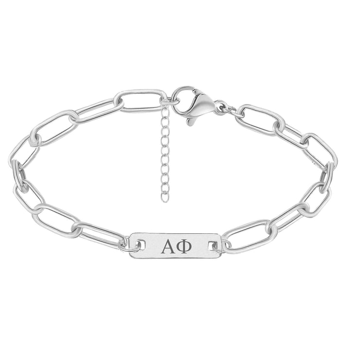 Alpha Phi Bar Paperclip Bracelet, Sorority Bar Paperclip Bracelet Stainless Steel