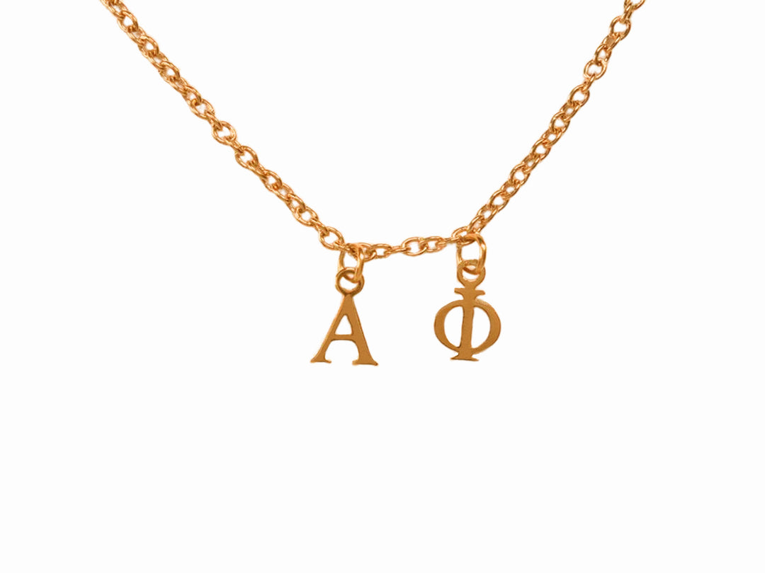 Alpha Phi Choker Dangle Necklace Rose Gold Filled