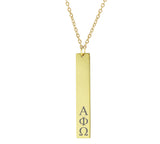 Alpha Phi Omega Vertical Bar Necklace Gold Filled