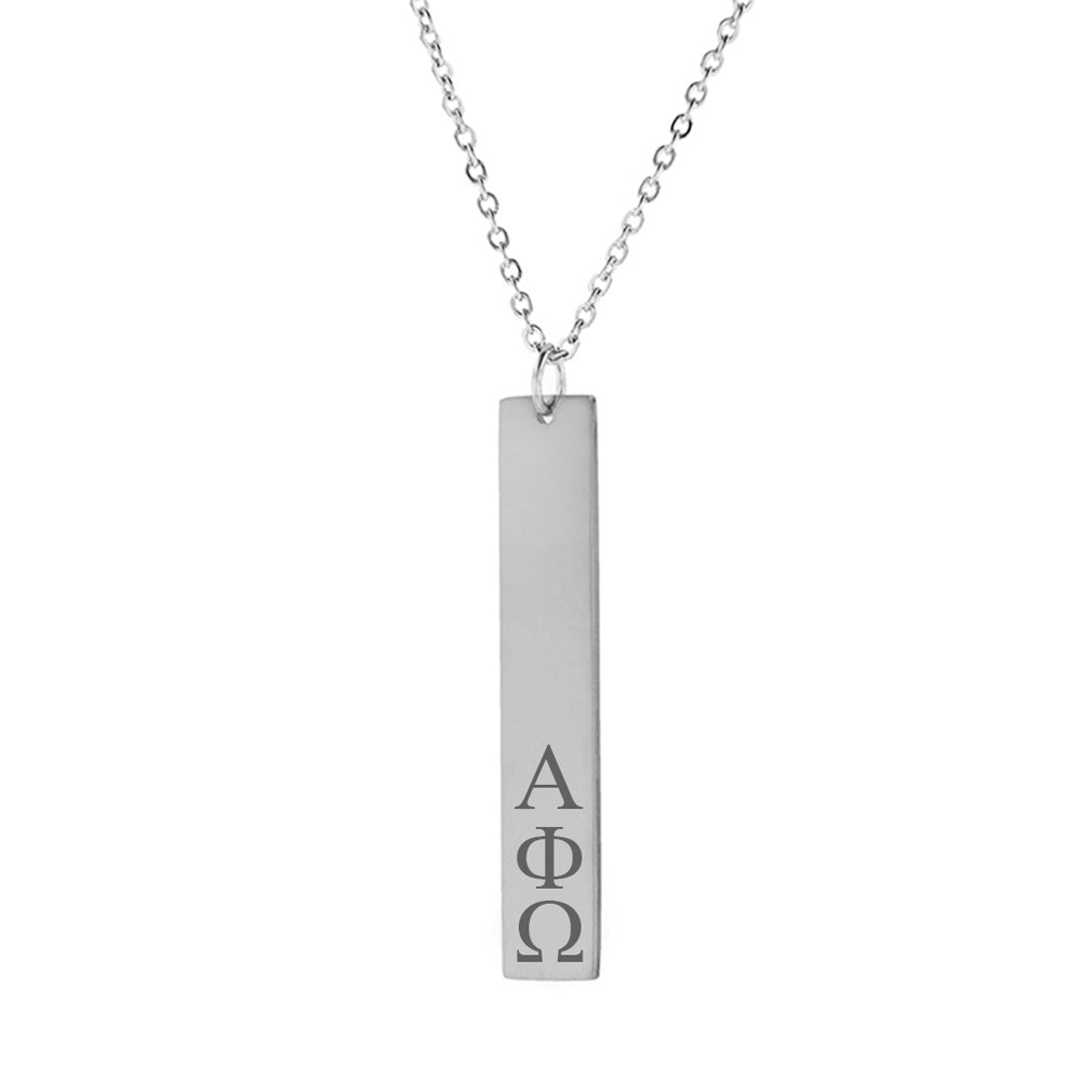 Alpha Phi Omega Vertical Bar Necklace Stainless Steel