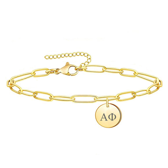 Alpha Phi Paperclip Bracelet Gold Filled