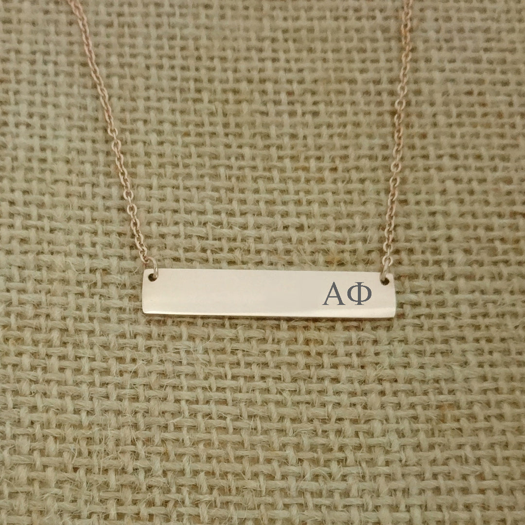 Alpha Phi Sorority Horizontal Bar Necklace