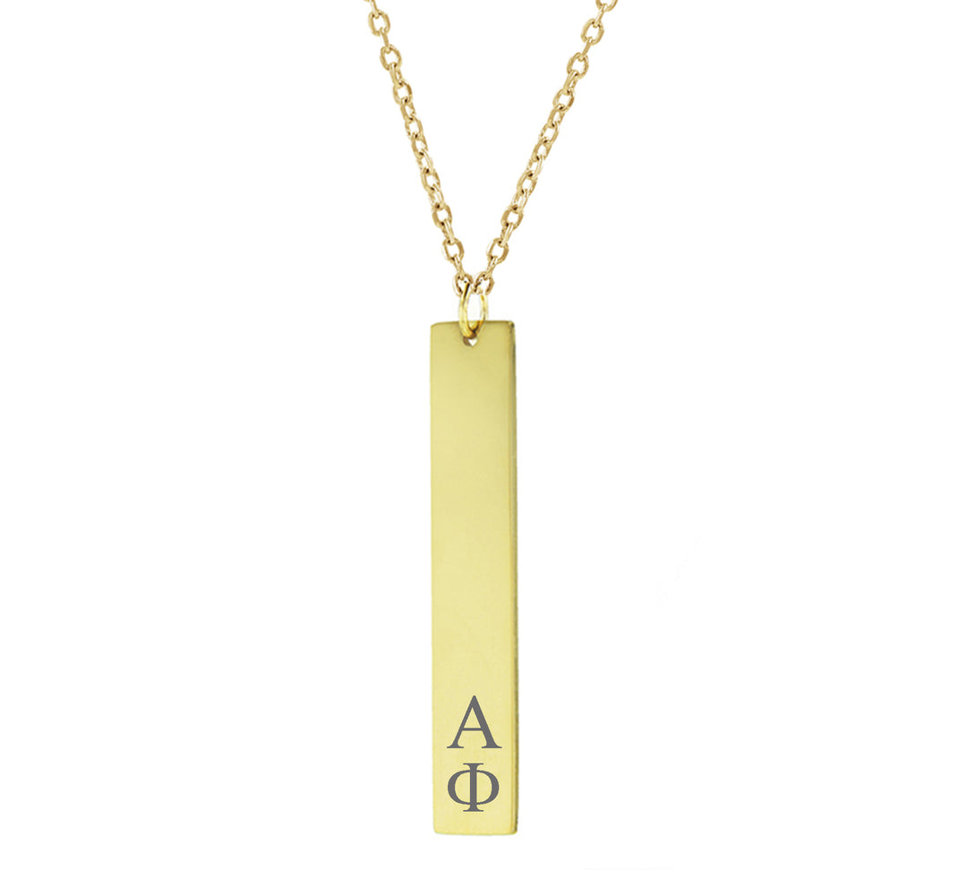 Alpha Phi Vertical Bar Necklace Gold Filled