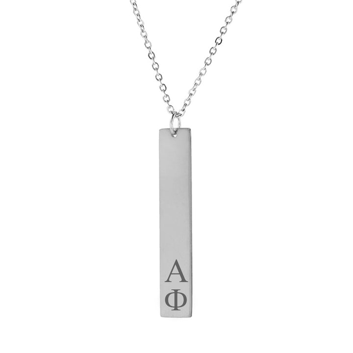 Alpha Phi Vertical Bar Necklace Stainless Steel