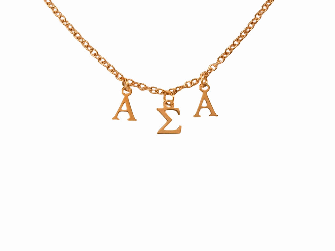 Alpha Sigma Alpha Choker Dangle Necklace Rose Gold Filled