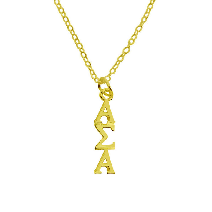 Alpha Sigma Alpha Sorority Lavalier Necklace Gold Filled