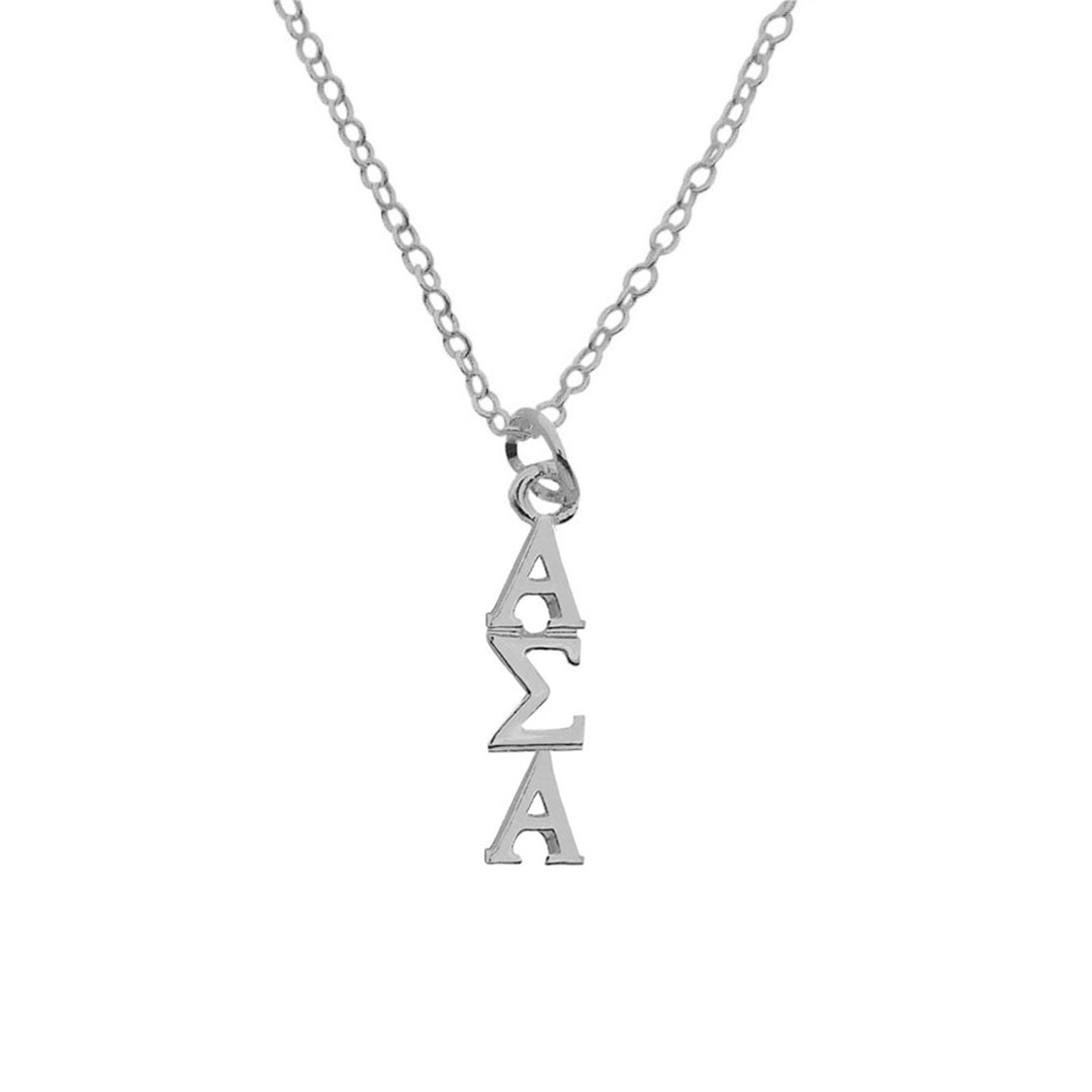 Alpha Sigma Alpha Sorority Lavalier Necklace Silver Plated