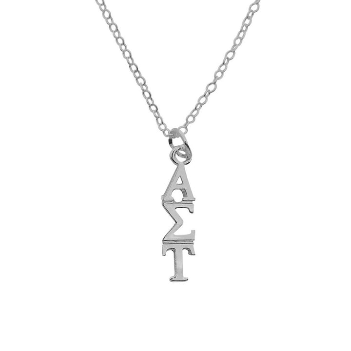 Alpha Sigma Tau Sorority Lavalier Necklace Silver Plated