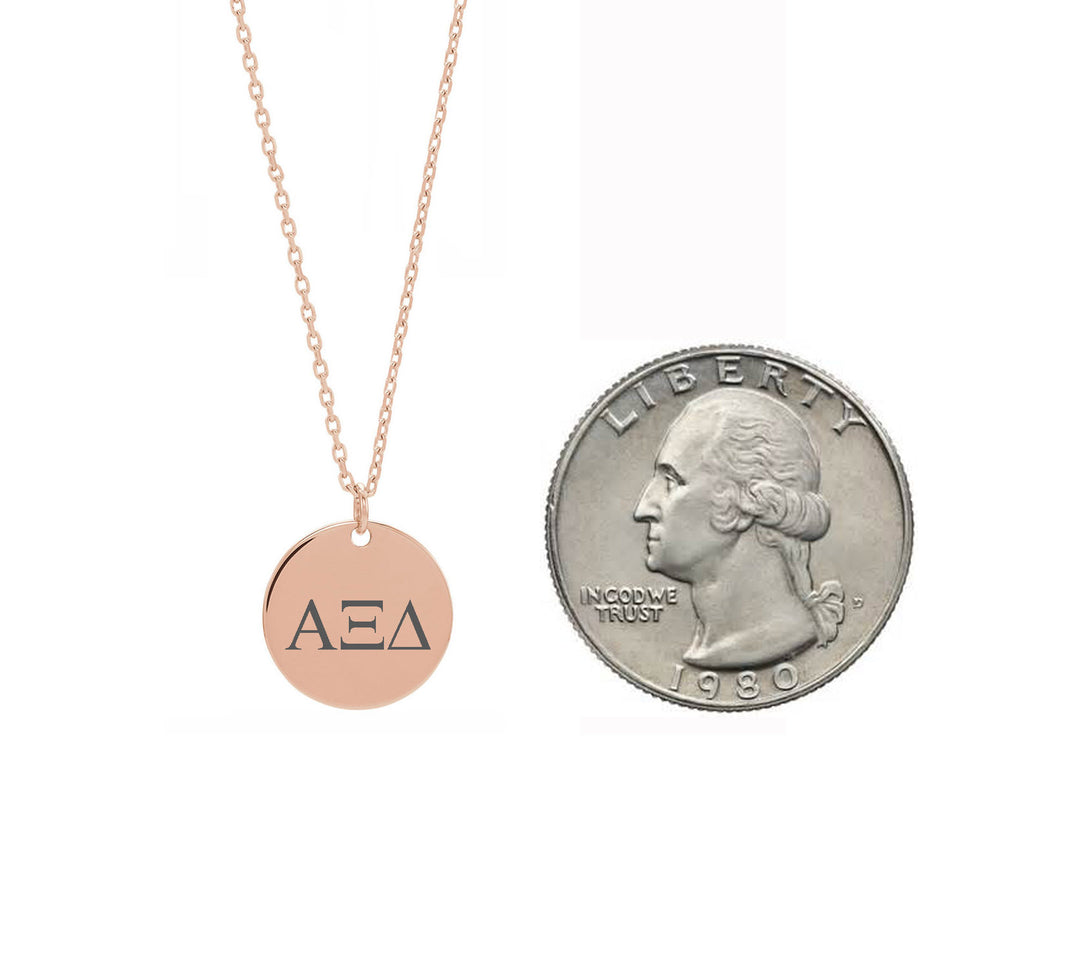 Alpha Xi Delta Dainty Sorority Necklace Rose Gold Filled