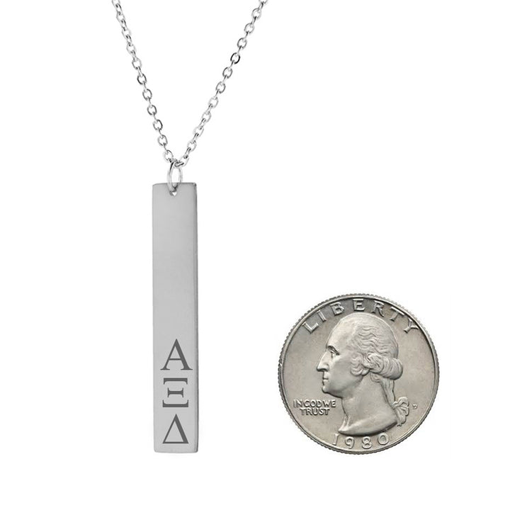 Alpha Xi Delta Vertical Bar Necklace Stainless Steel