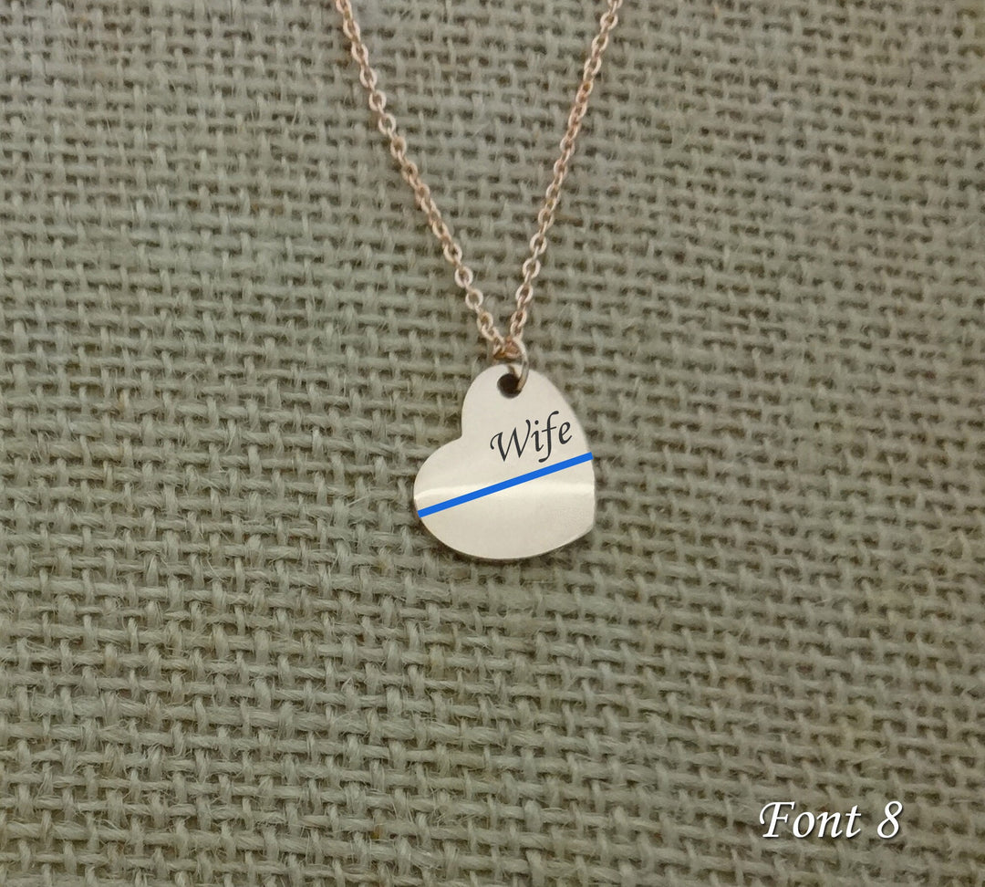 Thin Blue Line Angled Heart Necklace