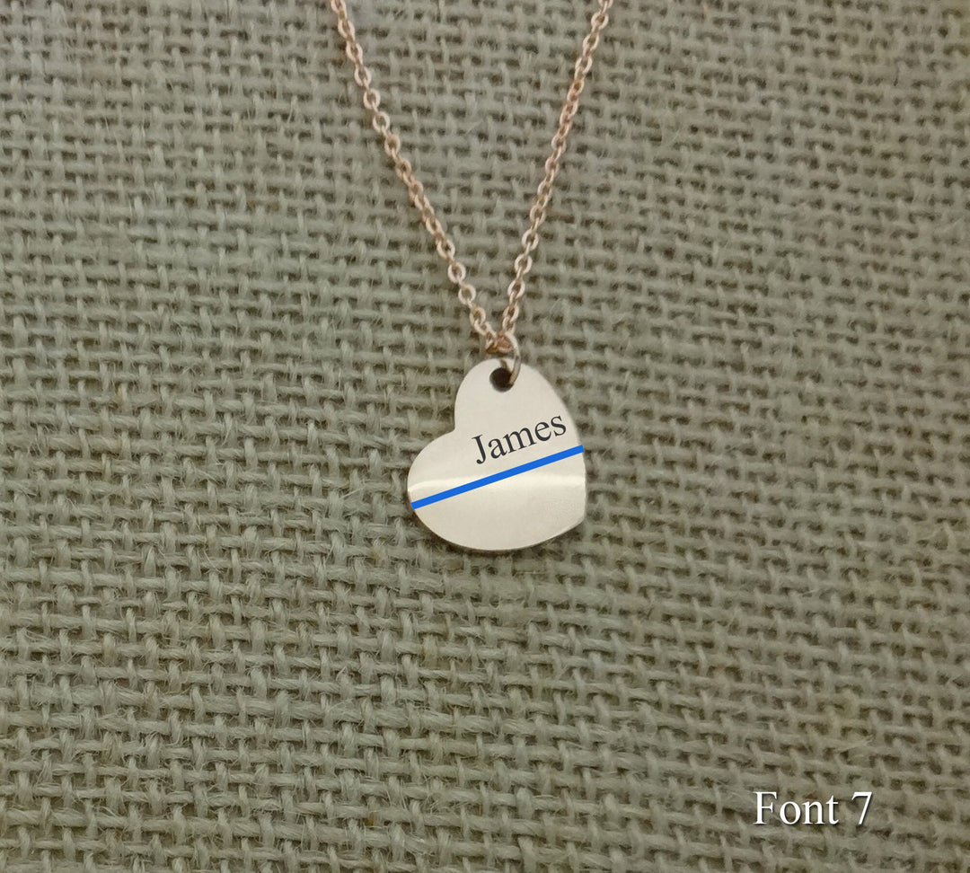 Thin Blue Line Angled Heart Necklace