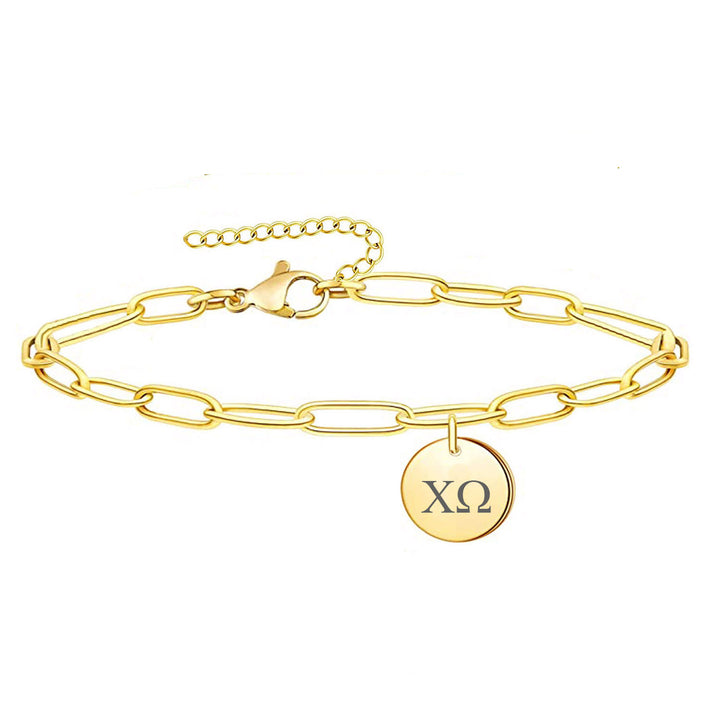 Chi Omega Paperclip Bracelet Gold Filled