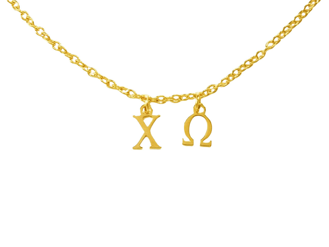 Chi Omega Choker Dangle Necklace Gold Filled