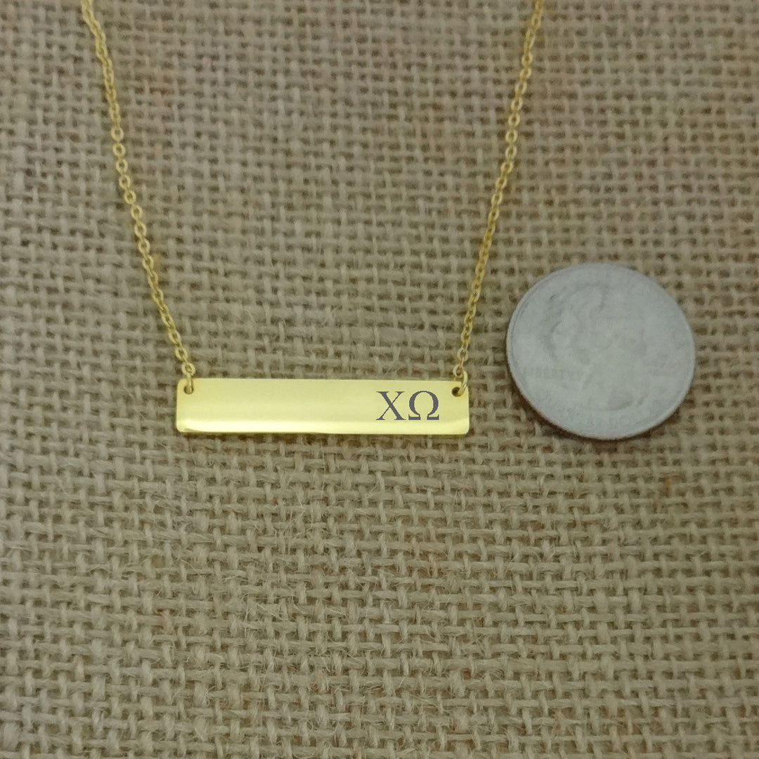 Chi Omega Sorority Horizontal Bar Necklace