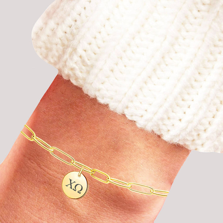 Chi Omega Paperclip Bracelet Gold Filled