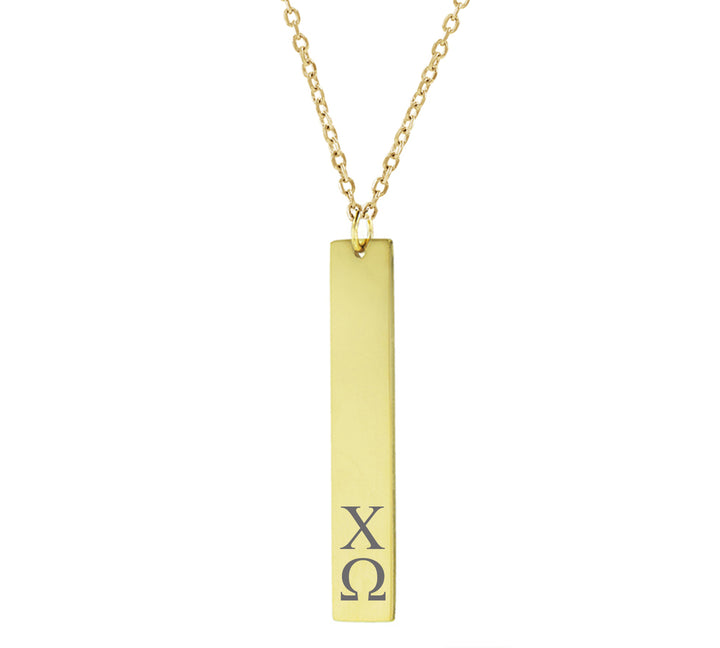 Chi Omega Vertical Bar Necklace Gold Filled