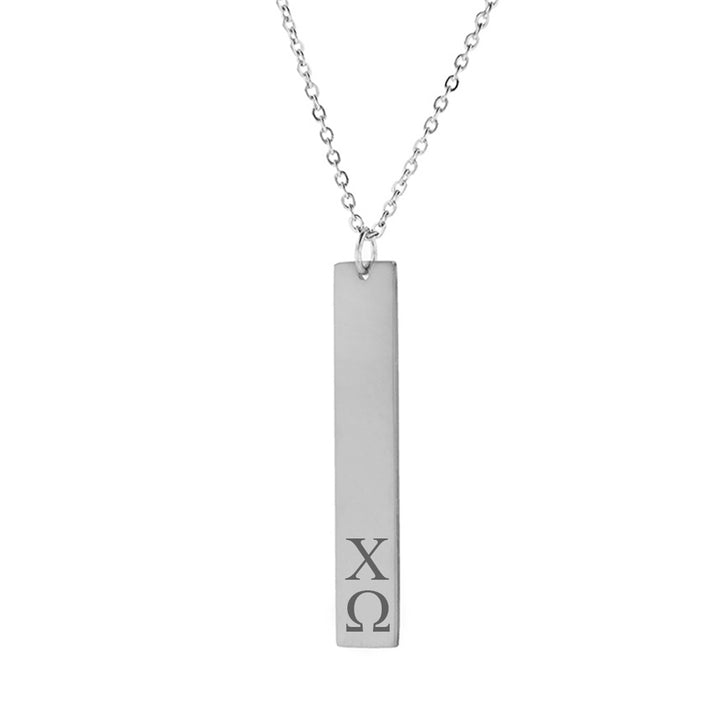 Chi Omega Vertical Bar Necklace Stainless Steel