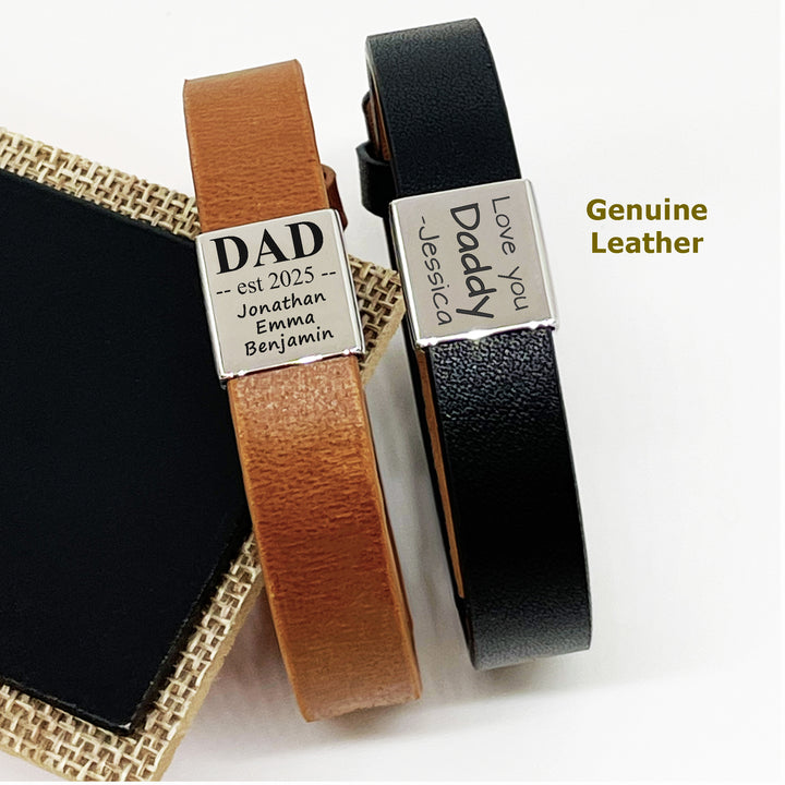 Personalize Dad Bracelet ADJUSTABLE, Men Family Bracelet, Custom Gift for Dad, Gift for Husband, Father's Day Gift, Daddy Bracelet