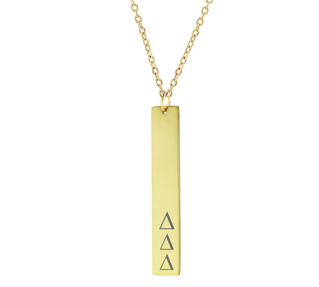 Tri Delta Delta Delta Vertical Bar Necklace Gold Filled