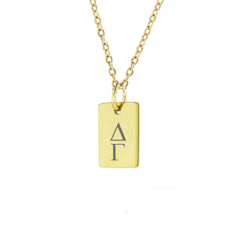 Delta Gamma Mini Dog Tag Necklace Gold Filled