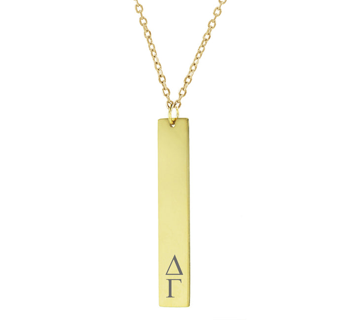 Delta Gamma Vertical Bar Necklace Gold Filled