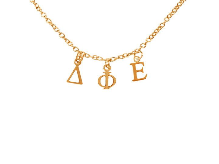 Delta Phi Epsilon Choker Dangle Necklace Rose Gold Filled