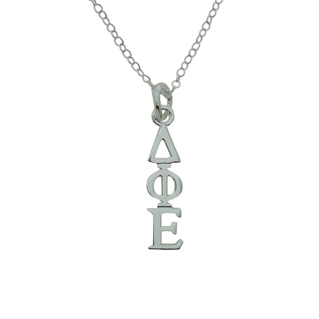 Delta Phi Epsilon Sorority Lavalier Necklace Silver Plated