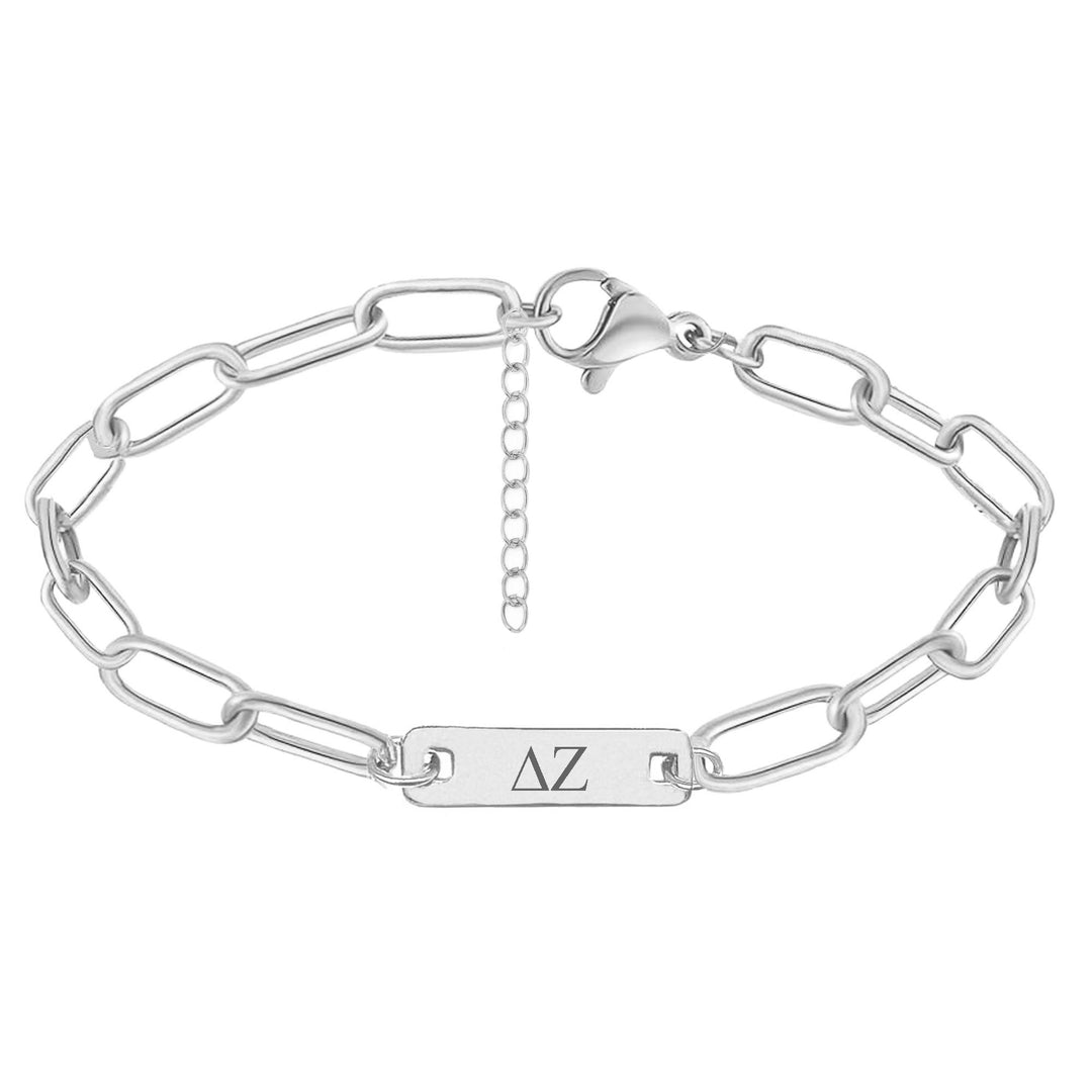 Delta Zeta Bar Paperclip Bracelet, Sorority Bar Paperclip Bracelet Stainless Steel