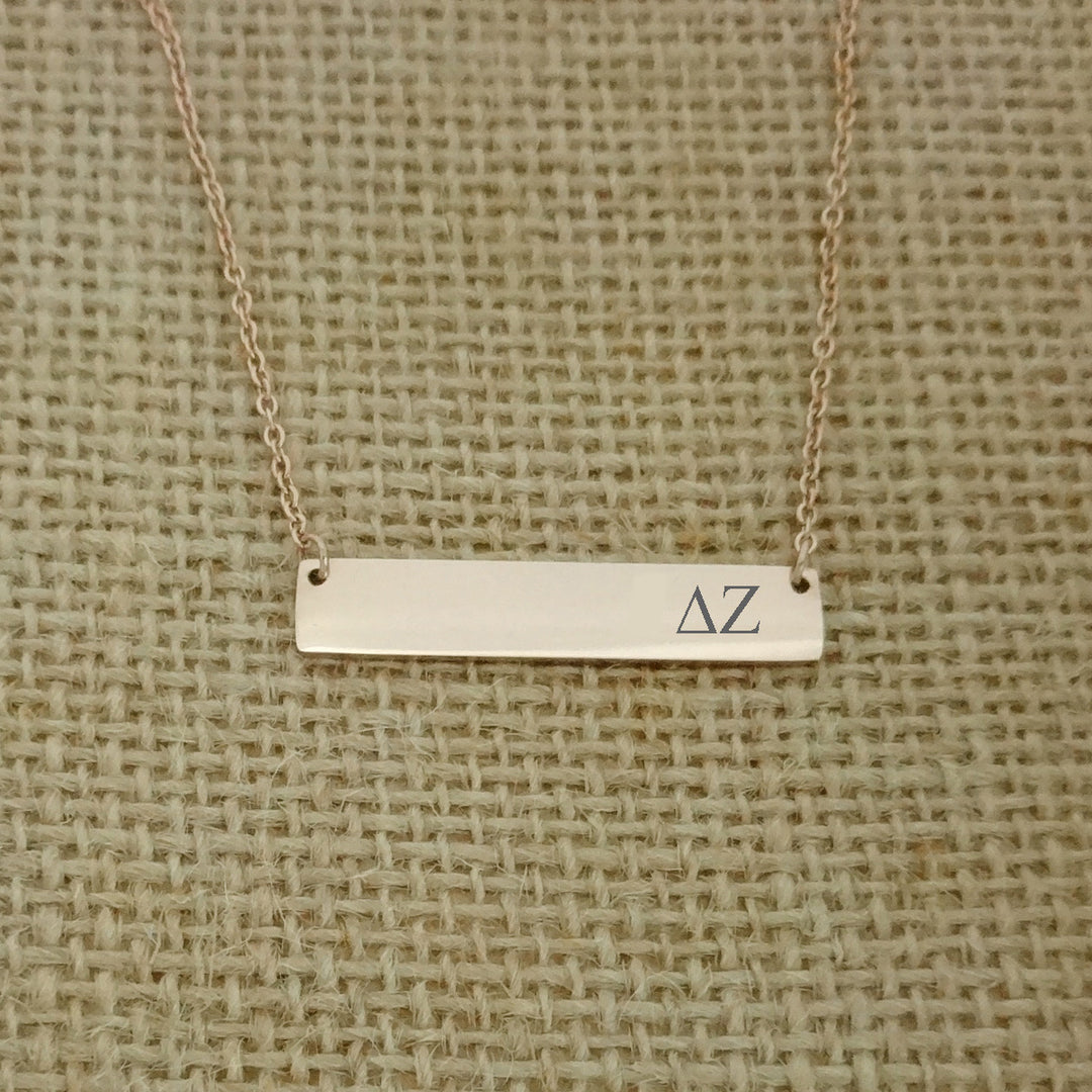 Delta Zeta Sorority Horizontal Bar Necklace