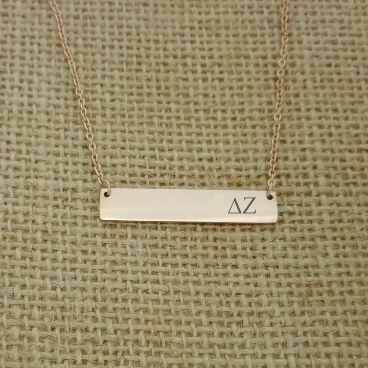 Delta Zeta Sorority Horizontal Bar Necklace