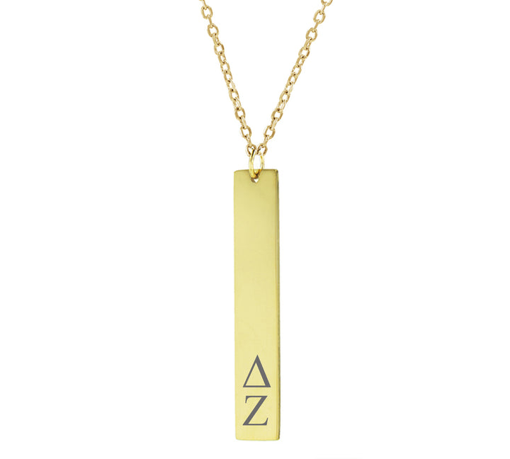 Delta Zeta Vertical Bar Necklace Gold Filled