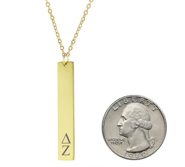 Delta Zeta Vertical Bar Necklace Gold Filled