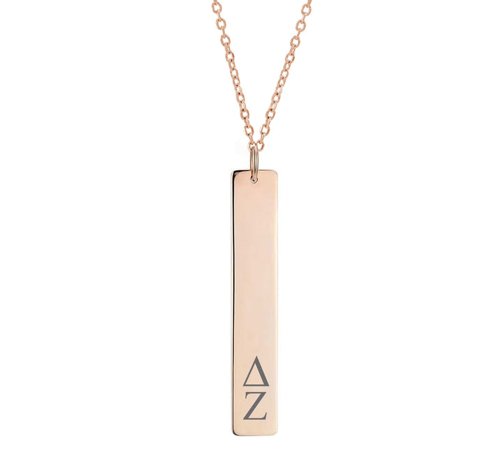 Delta Zeta Vertical Bar Necklace Rose Gold Filled