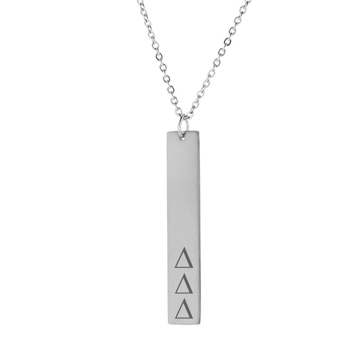 Tri Delta Delta Delta Vertical Bar Necklace Stainless Steel