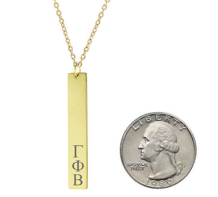 Gamma Phi Beta Vertical Bar Necklace Gold Filled