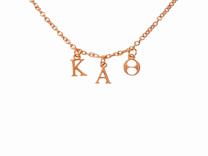 Kappa Alpha Theta Choker Dangle Necklace Rose Gold Filled