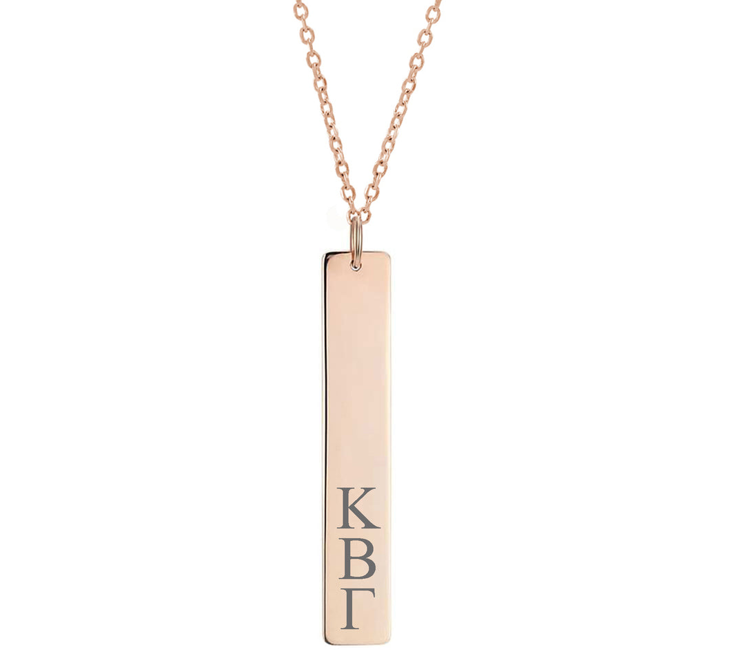 Kappa Beta Gamma Vertical Bar Necklace Rose Gold Filled