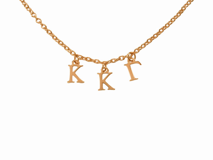 Kappa Kappa Gamma Choker Dangle Necklace Rose Gold Filled